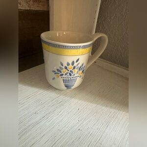 Floral Yellow and Blue Mug Made In England